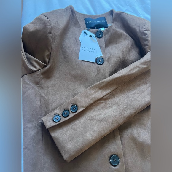English Factory Brown Suede Button-Up Women's Jacket - Picture 5 of 6
